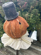 SPUN COTTON PUMPKIN FOLKE ~ on antique oil cans