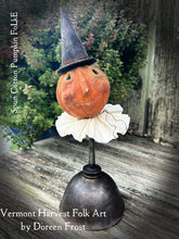 SPUN COTTON PUMPKIN FOLKE ~ on antique oil cans