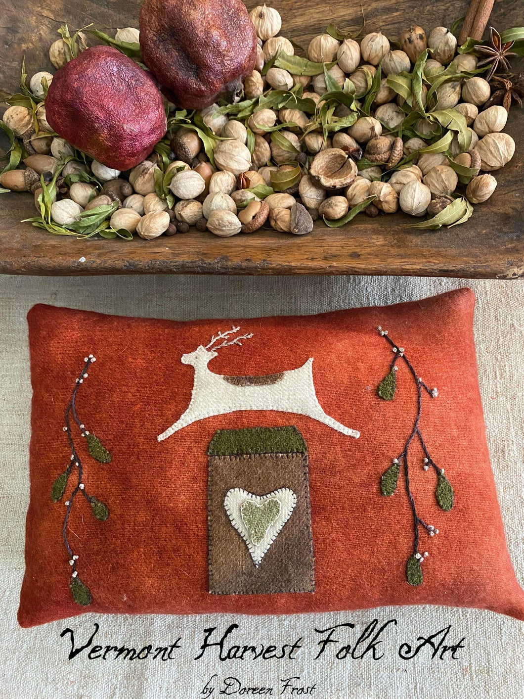 The Comforts of Home Wool Applique Pillow
