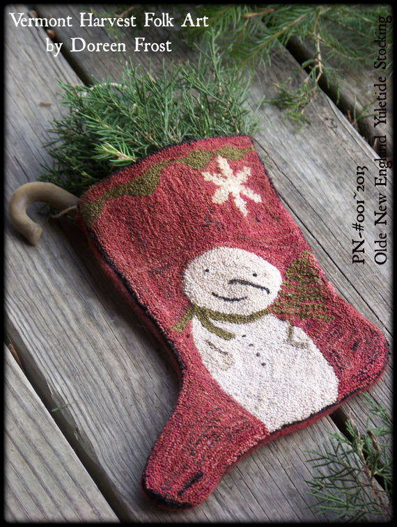 Olde New England Yuletide Christmas Stocking Punch Needle Embroidery Pattern